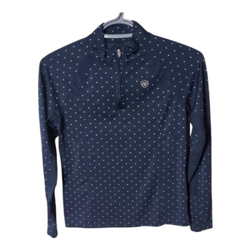 Ariat TEK Heat Series Long Sleeve Shirt in Navy/Polka Dots Size 10 (Med)